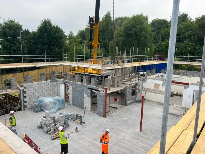 Blockwork construction and steel frame