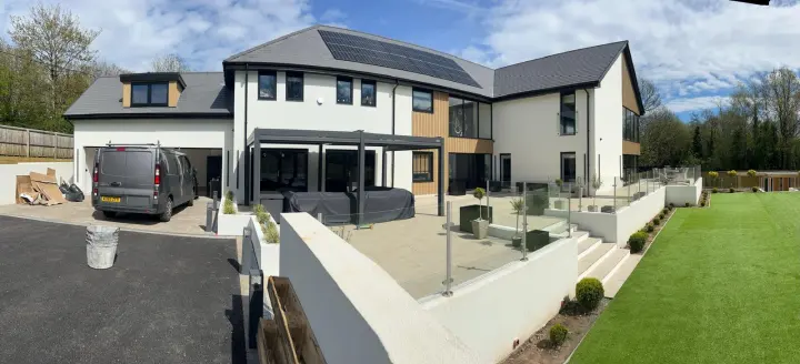 Completed rear terrace and garden landscaping