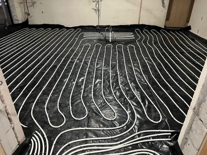 Underfloor heating pipework installation